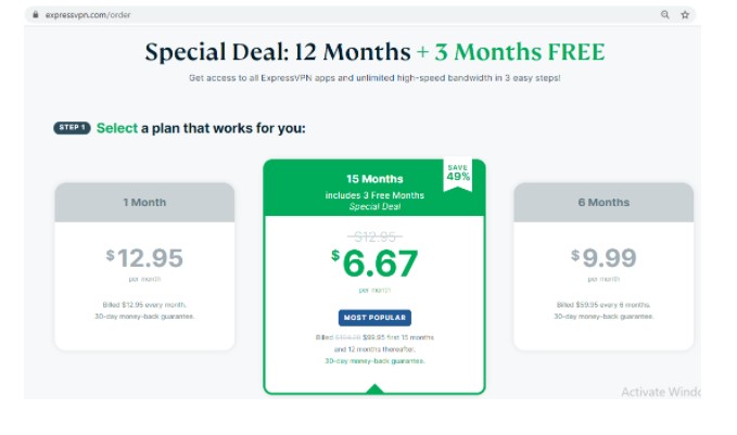 select subscription plan